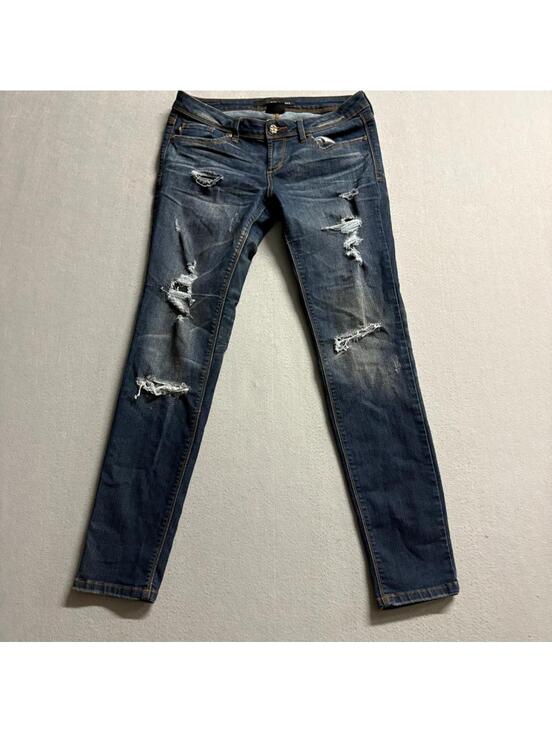 Sneak Peek Denim - Sneak Peek Distressed Skinny Jeans Womens Size 9 Blue Denim Ripped Low Rise